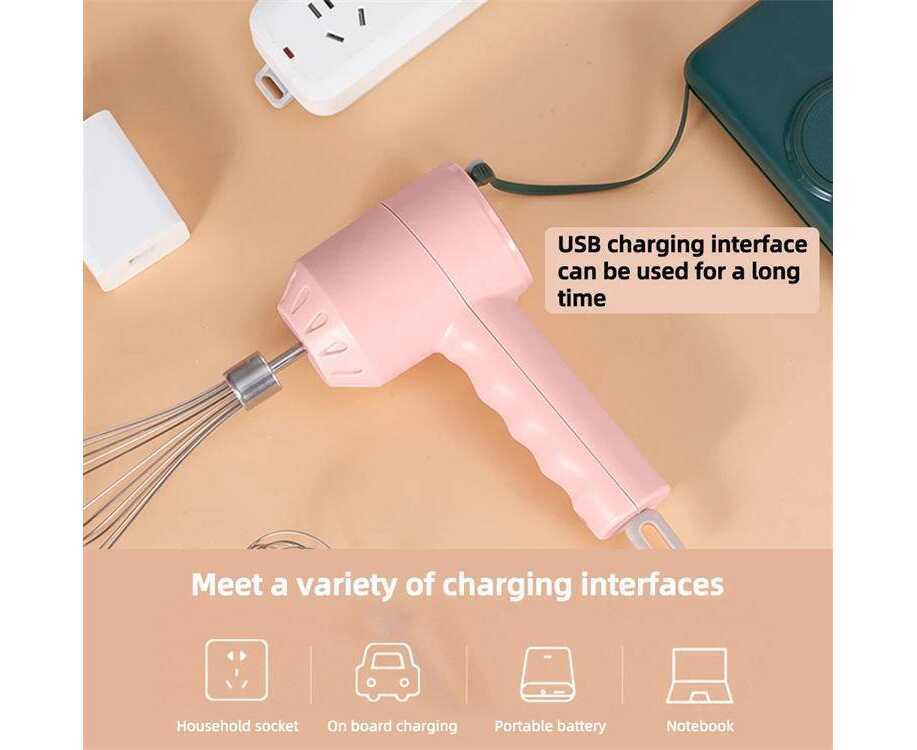 Electric Cordless Hand Mixer Small Household 3 Speed Changing Whisk for  Kitchen Baking Green USB Charging Interface
