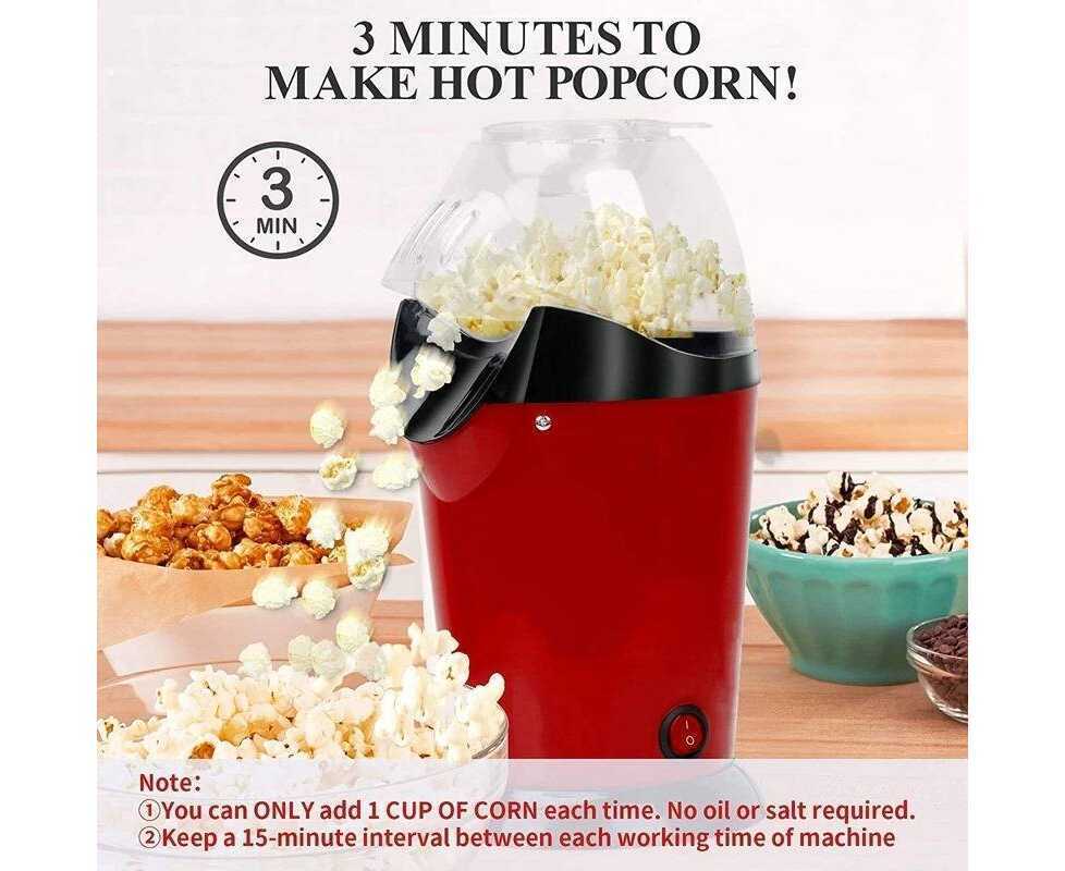 1200W Mini Home Popcorn Machine Plug-In Hot-Air Oil-Free Popcorn Machine  Popcorn Makers for Home Kitchen Party Travel US EU Plug